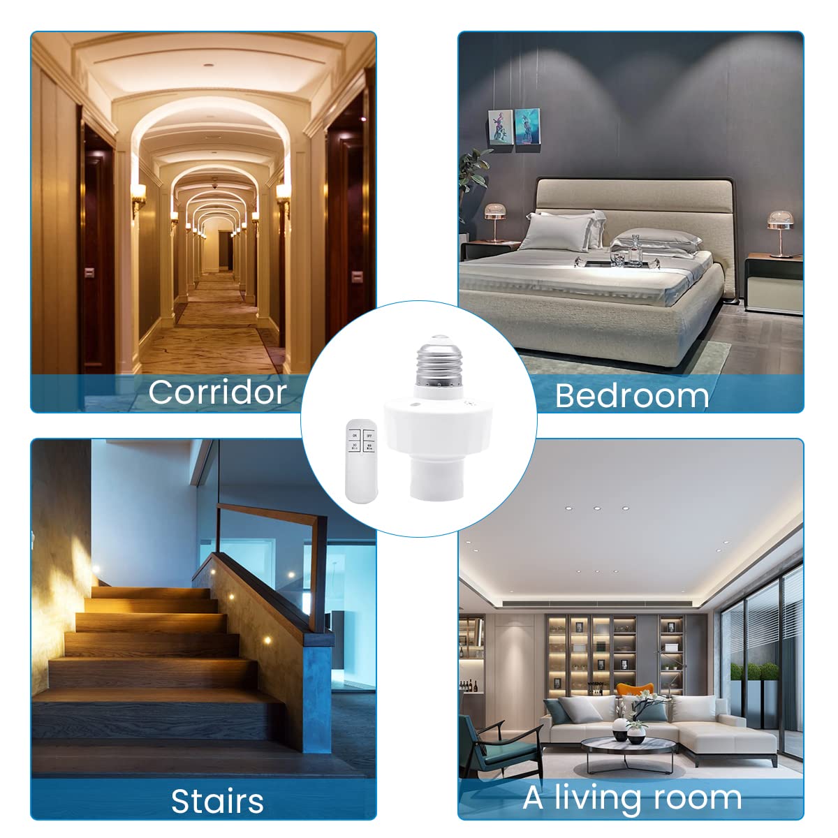 Serplex Remote Control Bulb Holder with Timer, E27 Smart Light Socket with 30mins/60mins Timing, Wireless Remote Control Light Socket, 100FT Range, Wireless Light Switch Kit for E27 Light Bulb Serplex Remote Control Bulb Holder with Timer, E27 Smart Light Socket with 30mins/60mins Timing, Wireless Remote Control Light Socket, 100FT Range, Wireless Light Switch Kit for E27 Light Bulb